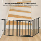 Bonnlo 120 Inches Wide Configurable Baby Gate, Fireplace Safety Fence/Guard, Adjustable 5-Panel Metal Play Yard for Toddler/Pet/Dog, Christmas Tree Fence, Includes 4 Pack of Wall Mounts, Black