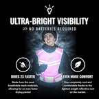 Running Reflective Vest, Inside Pocket & 2 Bands, High Visibility Reflective Running Vest for Night Running Walking Cycling