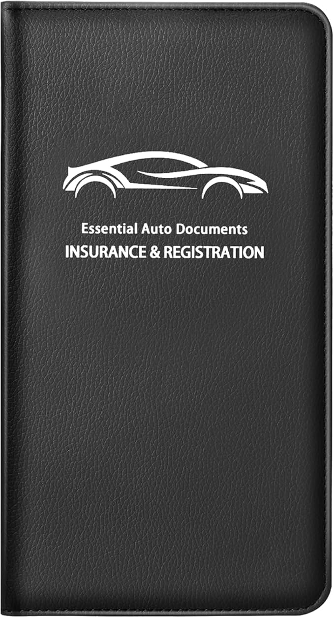 Car Insurance and Registration Card Holder | for BMW Ford Tesla Cadillac All Cars | Store Cards, ID License & Essential Documents | Premium Leather with Magnetic Closure