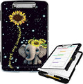Clipboard with Storage High Capacity Plastic Nursing Clipboards with Pen Holder File Folder Storage Box Clipboard with Heavy Duty Clips for Teacher,Doctor,Offices-Elephant Sunflower