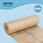 The Boxery Kraft/Brown Kraft Paper Roll, 24” x 9000” (750’)-50lb. Thickness, Heavy Duty Brown Wrapping Paper, Natural Kraft Packing Paper, Void Fill, Arts and Crafts, Bulletin Boards, Gift Wrapping