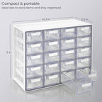 ARTEZA 20 Drawer Organizer and Storage Cabinet – Clear Plastic, Stackable Drawers for Makeup, Crafts, Sewing, Office Supplies, Small Parts & Tools