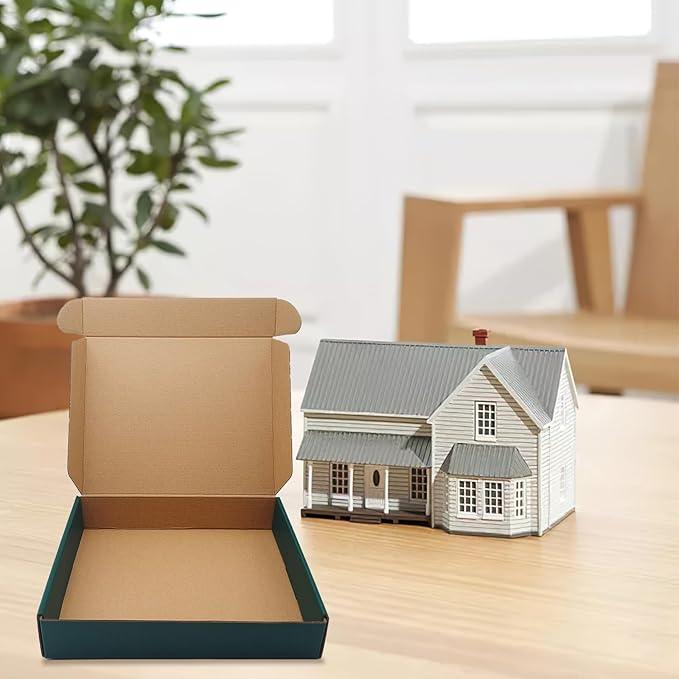 Green Recyclable Cardboard Small Gift Mailer Boxes for Shipping Packaging Craft Gifts Giving Products (25 Pack, 9 x 6 x 2 Inch)
