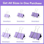 Temiary 208 Pcs Metal Binder Clips, Assorted Sizes Extra Large, Large, Medium, Small, Mini, Micro Binder Paperwork Clip, Morandi Colored Paper Clamps Bulk for Office, Home, School (Purple)