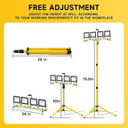 TOPRATED 2 Pack Led Work Light with Stand,28000 Lumen 110V 4 Adjustable Head Outdoor Flood Lights,Foldable Mechanic Light with 16.5Ft Power Cord,Portable Waterproof Tripod with Lamp for Workbench
