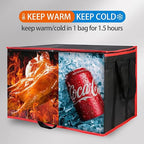 Bodaon 2-Pack Insulated Food Delivery Bag for Hot and Cold Meal, XXX-Large Shopping Cooler Bags, Grocery Tote Insulation Bag for Catering, Pizza Warmer, Black with Red Edge