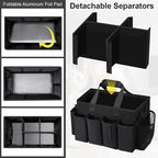 Wearable Large Cleaning Caddy Bag for Housekeeper, Clean Supply Organizer with Adjustable Shoulder, Waist & Handle Straps, Detailing Bag for Kitchen Supplies (Black)