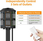Outdoor Remote Control Power Strip, 9FT Extension Cord Waterproof, Independent Control Outlets, 6 Grounded Outlets for Outdoor Decorations, 14 AWG, 15A/1875W, ETL Listed (9 FT)