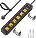 CRST 6 Outlet Metal Heavy Duty Power Strip with Individual Switches, 6FT Wall Mount Garage Power Strip, Surge Protector (1200 Joules), 15amp/1875W, 14AWG SJT Power Cord