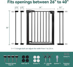 Babelio Baby Gate for Doorways and Stairs, 26-40" Auto Close Dog Gate, PressGuard C5, Easy-Install Pressure Mounted Satey Door, No Drilling Safety Gate for Child and Pets, Black