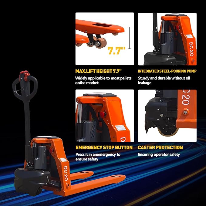 Full Electric Pallet Jack,Lithium Battery Truck Powered Handling Jacks,4400 Lbs Electric Pallet Truck 48" X 27" Forks ，Safety Equipment Suitable for Industrial and Commercial Applications