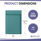 Green Small Bubble Mailers 4x8 Inch #000 | Thick Padded Poly Mailer Envelopes | Mailing Trading card sports Card Bubble Envelopes Water & Tear Resistant | 500 Pack Bulk