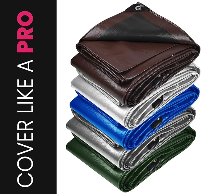 PROTARP Extreme Heavy Duty 22 Mil Tarp Cover, Waterproof, UV Resistant, Rip and Tear Proof, Poly Tarpaulin with Reinforced Edges for Roof, Camping, Patio, Pool, Boat. (White 20′ X 20′)