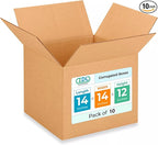 Medium Moving & Shipping Boxes 14x14x12 inches (10-Pack) - Extra Strength 200 lb vs Regular - Corrugated Cardboard Box, Made in USA - Medium Packing Box - Moving Supplies Box by IDL Packaging
