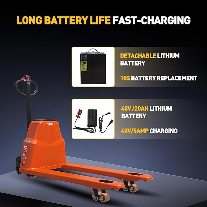 Full Electric Pallet Jack,Lithium Battery Truck Powered Handling Jacks,4400 Lbs Electric Pallet Truck 48" X 27" Forks ，Safety Equipment Suitable for Industrial and Commercial Applications