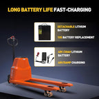 Full Electric Pallet Jack,Lithium Battery Truck Powered Handling Jacks,4400 Lbs Electric Pallet Truck 48" X 27" Forks ，Safety Equipment Suitable for Industrial and Commercial Applications