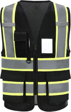 A-SAFETY Mesh High Vis Vest Lightweight Reflective Construction Vest with Pockets Safety Vest for Men/Women