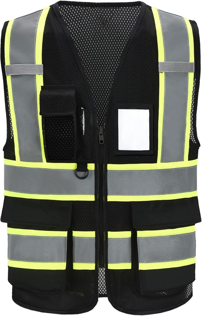 A-SAFETY Mesh High Vis Vest Lightweight Reflective Construction Vest with Pockets Safety Vest for Men/Women