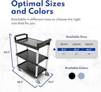 New Star Foodservice 54538 250-Pound Plastic 3-Tier Utility Bus Cart with Locking Casters, 32" x 16" x 38", Black