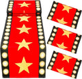 4 Pcs 13 x 72 Inch Movie Night Table Runner with Gold Star Design - Red Carpet Decoration for Birthday Party Supplies（red）