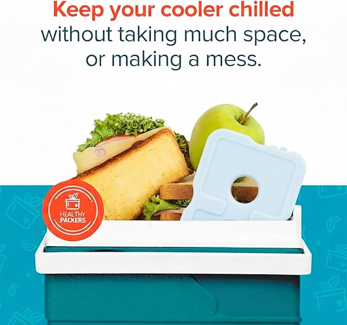 Healthy Packers Reusable Ice Packs for Lunch Boxes - Long Lasting Slim Freezer Packs, Thin Non-Toxic BPA-Free Hard Gel Ice Blocks for Coolers, Kids & Adults Lunch Bags, Travel, Camping, Food Storage