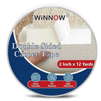 WINNOW Heavy Duty Double Sided Rug Tape 2 Inch x 12 Yards – Carpet Tape Gripper for Wood, Tile & Carpet, Non‑Slip, Strong Hold, Removable,