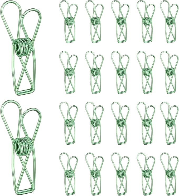 PATIKIL 50Pcs Paper Office Binder Clips, 1.26" Small Metal Wire Hollow Out Paper Clamps Long Tail Binder Clips for Photo Clothes Hanging Office Home Kitchen Food Package, Green