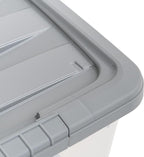 Amazon Basics Plastic Storage Containers with Secure Latching Lids, Stackable Organization Bins, 32 Quart, Set of 6, Clear/Grey