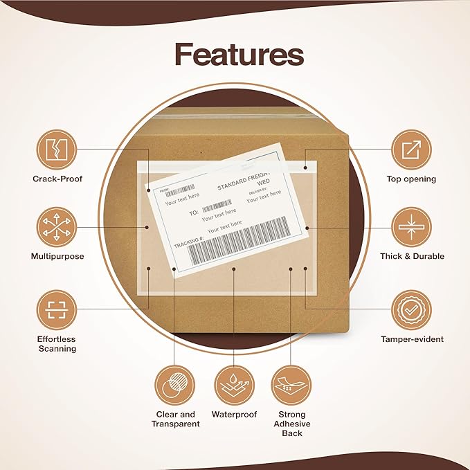 6x10 Packing Slip Pouches 300 Pack- Strong Adhesive Back for Secure Package Labelling, Protects Documents - Packing List Envelopes for Mailing and Packaging -WaterProof and Durable