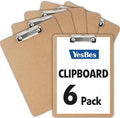 6 Pack Clipboards, Clipboards for Classroom, Letter Size (9 x 12.5 Inch) Wooden Clipboard, Hardboard Office Clipboard, Classroom Supplies
