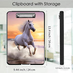 Clipboard with Storage,Office Supplies Nursing Clipboards Folder with Pen Holder Plastic Foldable Clip Board with Storage for Nurse Teacher,Sunset Horse