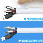 Automotive Wire Loom Tubing, Split Braided Cord Protectors from Pets No Chew, Flexible Cable Sleeve Cable Management for TV/Computer/Electric Wires (White, 3/4"-25ft)
