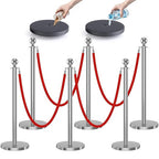 kaiyomi 6Pcs Stanchions with Red Velvet Ropes Set, 5 Feet Velvet Ropes and Posts Poles for Red Carpet Party Decoration and 360° Photo Booth (Silver)