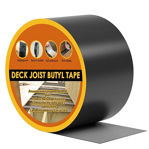 Deck Joist Tape 4" x 50', Butyl Joist Tape for decking, Waterproof and Anti-Corrosion Deck Joist Flashing Tape for Top of Joists, Rim Joists, Under Joists and Beams-1 Rolls