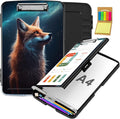 Clipboard with Storage,Office Supplies Nursing Clipboards Folder with Pen Holder Plastic Storage ClipBoard Foldable for Teacher Nurse,Galaxy Fox
