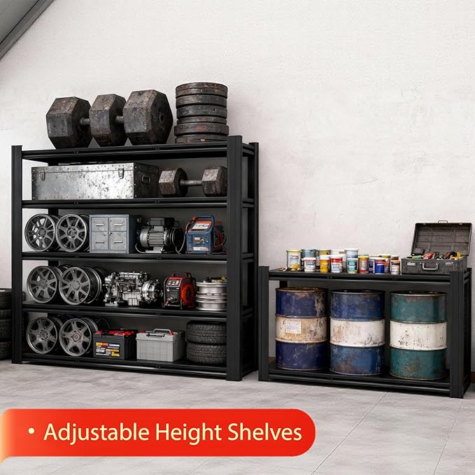 Metal Storage Shelves Unit,5-Tier Adjustable Heavy Duty Garage Shelving,3500LBS Garage Storage Industrial Shelves,Storage Racks,Steel Shelf Suitable for Shop,Warehouse,Basement