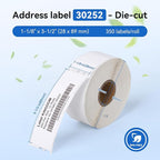 Label KINGDOM 30252 Label Replace for Dymo Label Writer 450 Labels Maker Refills, 1 1/8" x 3 1/2" Adhesive White Paper Address Labels for 450 Turbo, 4XL Printer (350 Stickers Per Roll, 1 Roll)