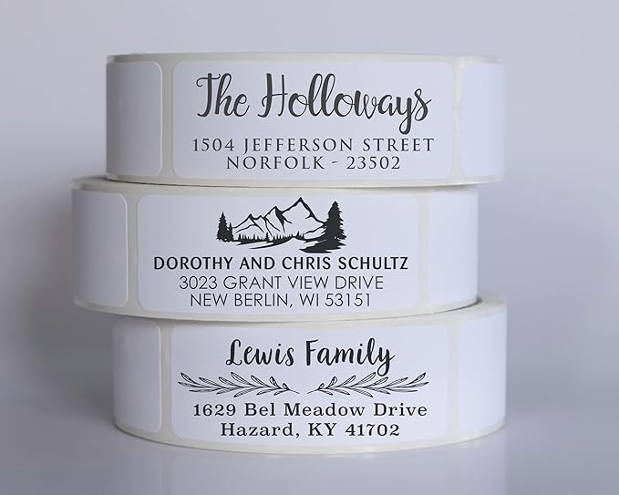 16+ Designs Custom Return Address Labels Roll White Modern Address Set of Return - Custom Personalized Calligraphy & Matte