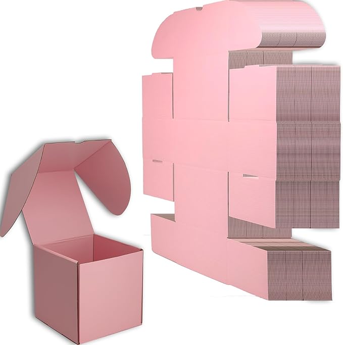 6x6x6 inches Small Shipping Boxes Set of 20 - Pink Mailer Corrugated Cardboard Boxes for Shipping Packaging Mailing Products