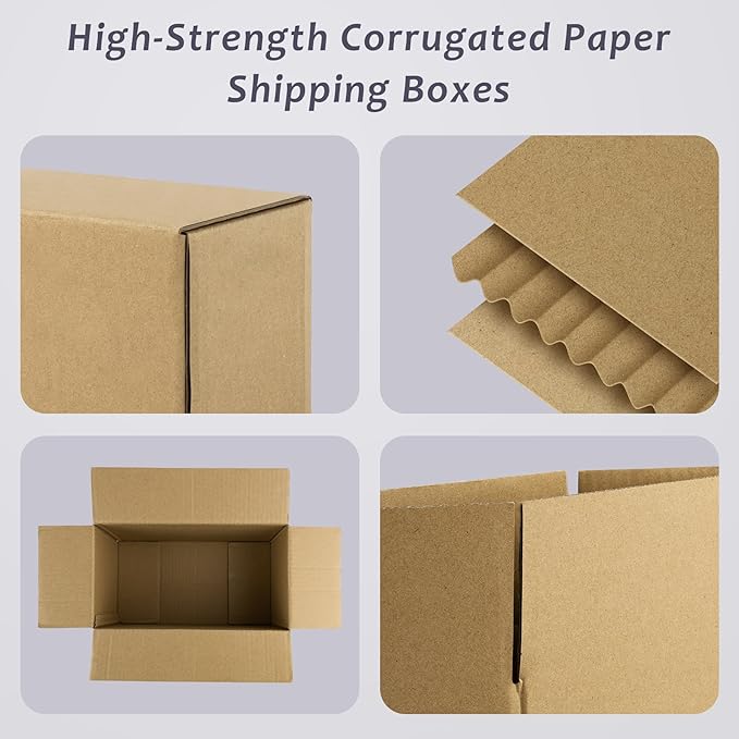 Frametory 11x6x6 Pack of 25 Corrugated Cardboard Packing Shipping Mailing Moving Carton Boxes, Brown