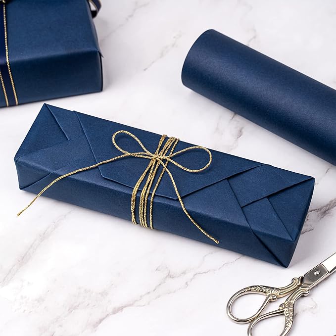 RUSPEPA Navy Blue Kraft Paper Roll - 12 inches x 100 feet - Natural Recyclable Paper Perfect for Crafts, Art, Small Wrapping, Packing, Postal, Shipping, Dunnage & Parcel