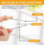 Jetec 200 Pcs 1.6in/41mm Metal White Binder Clips Bulk Medium Reusable Fold Back Binder Clips Paper Clamps Spring Steel Sturdy for Home School Office Supplies