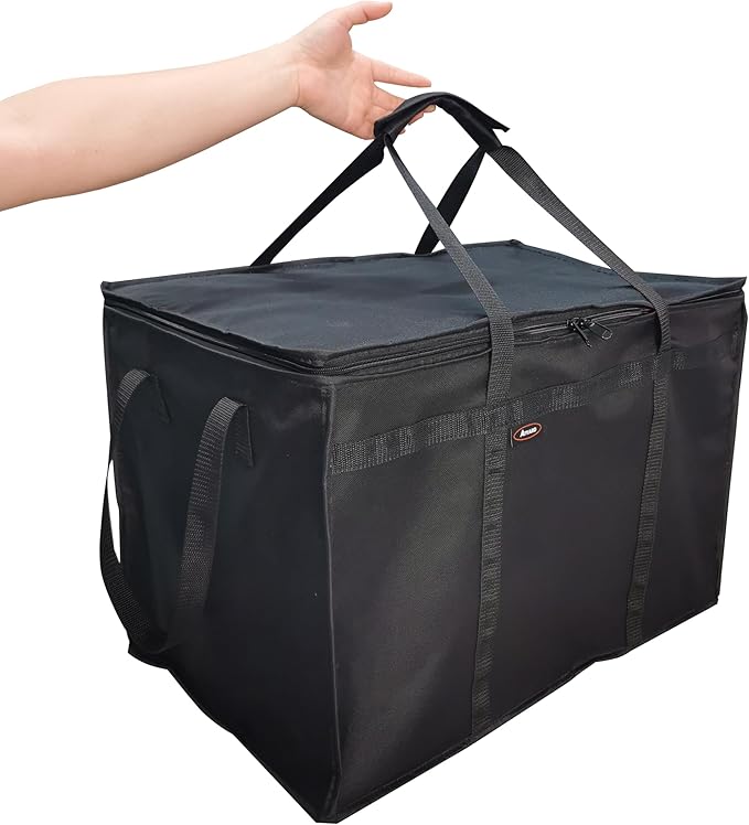 ATYARD Insulated Pizza Delivery Bag, 23" x 14" x 15" Pizza Warmer Bags for Carry Hot, Insulated Food Delivery Bag, Insulated Grocery Bags, Black, 1-Pack