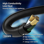 25 FT Outdoor Extension Cord Waterproof, Black, 3-Prong Power Cord, 16 AWG SJTW, 13A 1625W, Grounded, General Purpose Long Extension Cord for Lawn & Garden, ETL Listed