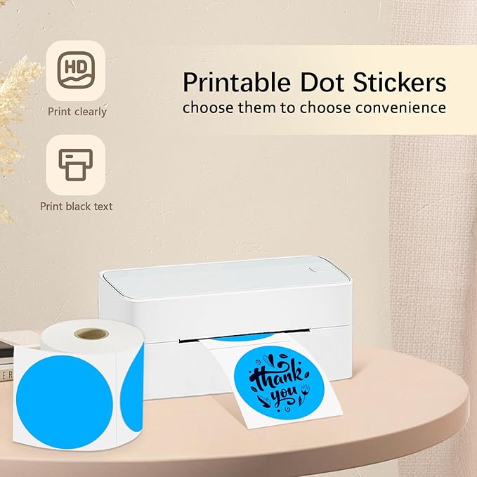 3 X 3 Inch Round Thermal Labels Circle Color Coding Labels Printable Waterproof 500PCS Round Stickers Adhesive Writable for Office, Garage, DIY Sticker, Barcodes, Name Tag, Fluorescent Blue