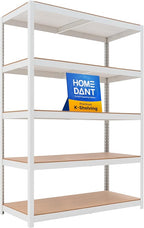 HOMEDANT House 48.1" W Deep 5 Tier Heavy Duty Garage Shelving Adjustable Metal Rack Storage Shelves Standing Shelf Unit Organizers Industrial Warehouse Basement White 1Pack