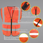HYCOPROT High Visibility Mesh Safety Reflective Vest with Pockets and Zipper, Meets ANSI/ISEA Standards