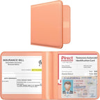 CoBak Car Registration and Insurance Holder - Vehicle Glove Box Car Organizer, Auto Truck Comparment Accessories Case for Essential Document, Driver License, Cards (Orange Pink)