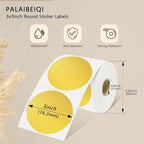 3 X 3 Inch Round Thermal Labels Circle Color Coding Labels Printable Waterproof 500PCS Round Stickers Adhesive Writable for Office, Home, Garage, DIY Sticker, Name Tag,Gold