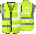Personalized Safety Vest Custom High Vis Vest Customize Logo Safety Vest with Reflective Strip 5 Pockets Workwear
